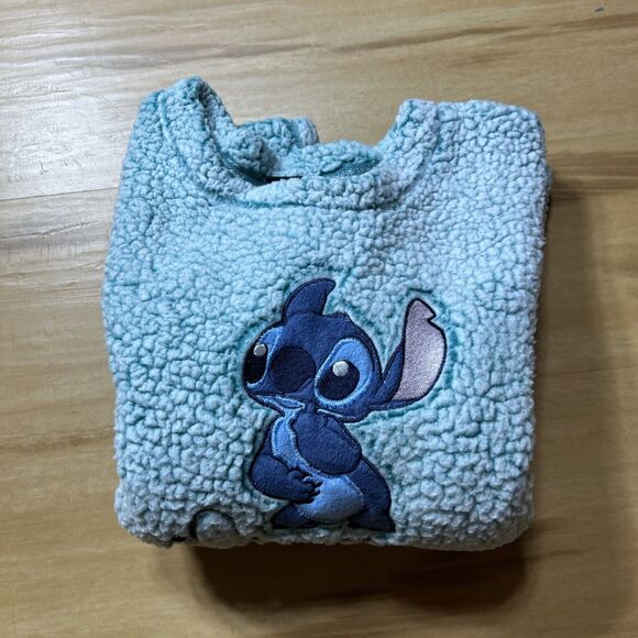 Disney Fleece Pullover Sweater Ohana Stitch Teal Women's Sz M (8-10) Super Soft - Picture 9 of 9
